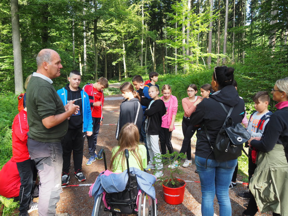 Schüler erkunden mit Kreisforstamt den Klimawandelpfad