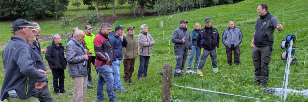 Praxisnaher Austausch direkt auf der Weide zu modernem Zaunbau, Herdenschutz und Wolfsmonitoring