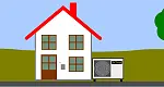 Haus und Wärmepumpe